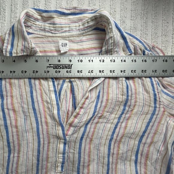 GAP Women's Striped Pattern Long Sleeve Collared Casual Blouse Multicolor Large - Picture 5 of 7